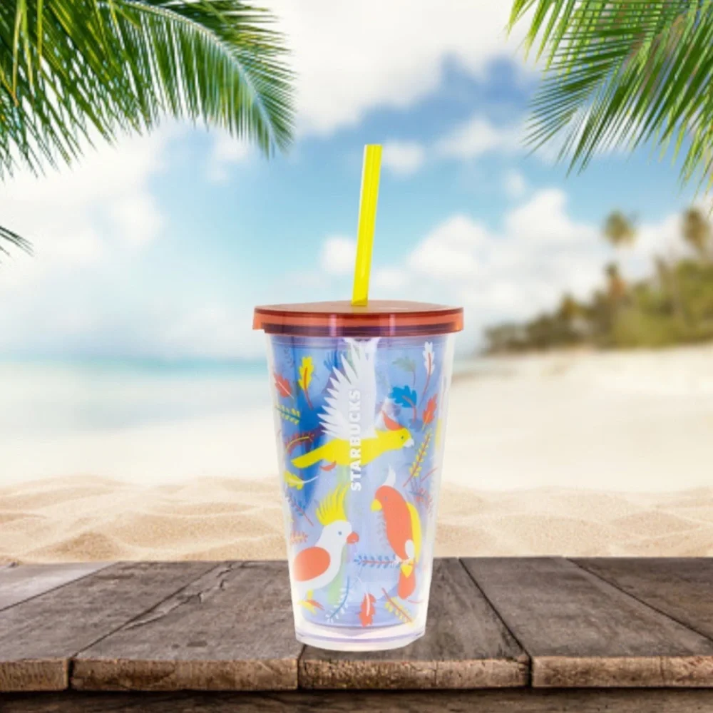 Starbucks Grande Tropical Birds Tumbler with Straw